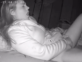 Early riser slut pleasuring herself on camera before work