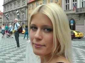 Aroused blonde engages in passionate public encounter