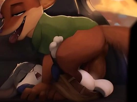 Furry Zootopia bunny gets cummed on in car sex scene