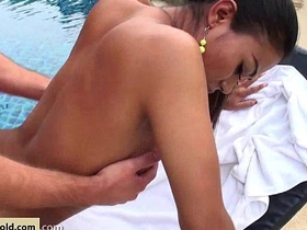 Beautiful trans women having sex in the pool