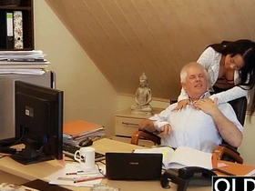Fresh-faced secretary gets fucked by her older boss