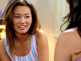 Alina Li and Holly Michaels in lesbian romance at WebYoung