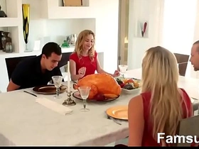 Young girl enjoys sexual encounter with her stepsibling on Thanksgiving
