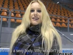 Amateur eurobabe Angel shows off her big tits and ass while ice skating