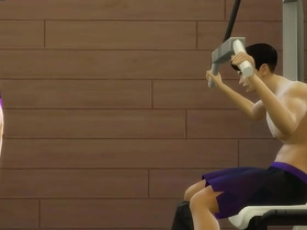 Japanese step mom aids her son in the gym for motivation leading up to the competition