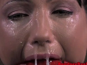 Submissive partner undergoes nipple torment while restrained