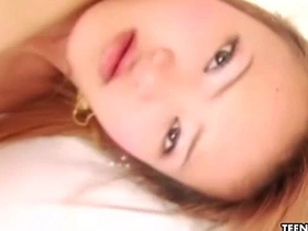 Sweet and tiny Japanese babe enjoys rough sex with her boyfriend