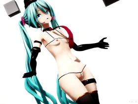 Kawaii MMD video featuring Hatsune Miku in pink cat onesie