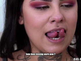 Gothic babes indulge in deep and intense triple kissing session