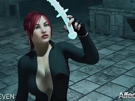 Sizzling red-haired anime babe enjoys massive monster cock in 3D