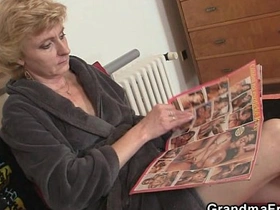 A mature woman seduces two delivery men