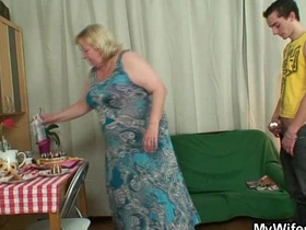 A voluptuous mother-in-law seduces her son's lover
