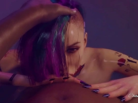 Judy Alvarez's deepthroat skills in the futuristic world of Cyberpunk 2077