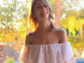 Kristen's sensual hula dance and solo play in public